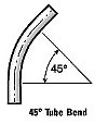 1.5" 16 ga. Aluminum Elbow, 45 x 2.5" CLR 