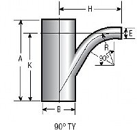 2.5" x 2.125" 16 ga. 304 Stainless Steel TY, 90 x 5" CLR