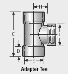 2" FNPT x 4" 16 ga. Stainless Steel, Adapter Tee 