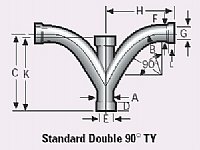 3.5" 16 ga. Aluminum Double 90º TY