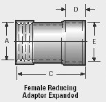 Female Reducing Adapter Expanded, 2" FNPT x  2.5" ID, Galvanized Steel