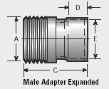 Male Adapter Expanded, 2" MNPT x 2.125" ID, Galvanized Steel