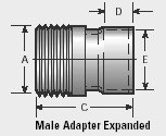 Male Adapter Expanded, 2" MNPT x 2.125" ID, Stainless Steel