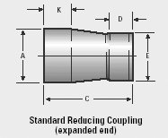 3" x 2.5" 16 ga. Carbon Steel Reducing Coupling