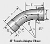 45º Female Adapter Elbow, 2" FNPT x 2.125" ID, Aluminum