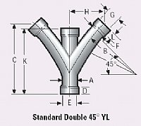 2.125" 16 ga. Aluminum Double 45º YL 